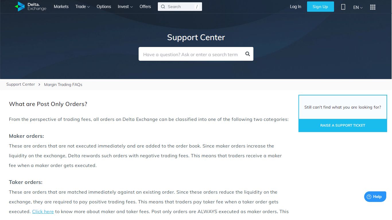 What are Post Only Orders? - Delta Exchange